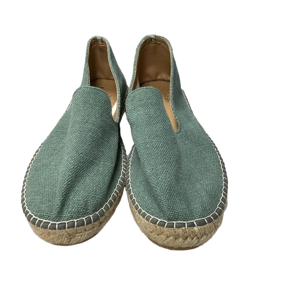 NEW Peninsula Mens Teal Espadrille Flats 42 Jute Sole Spanish
